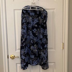 Laura Scott Navy Floral Maxi Skirt with Blue & White Blooms